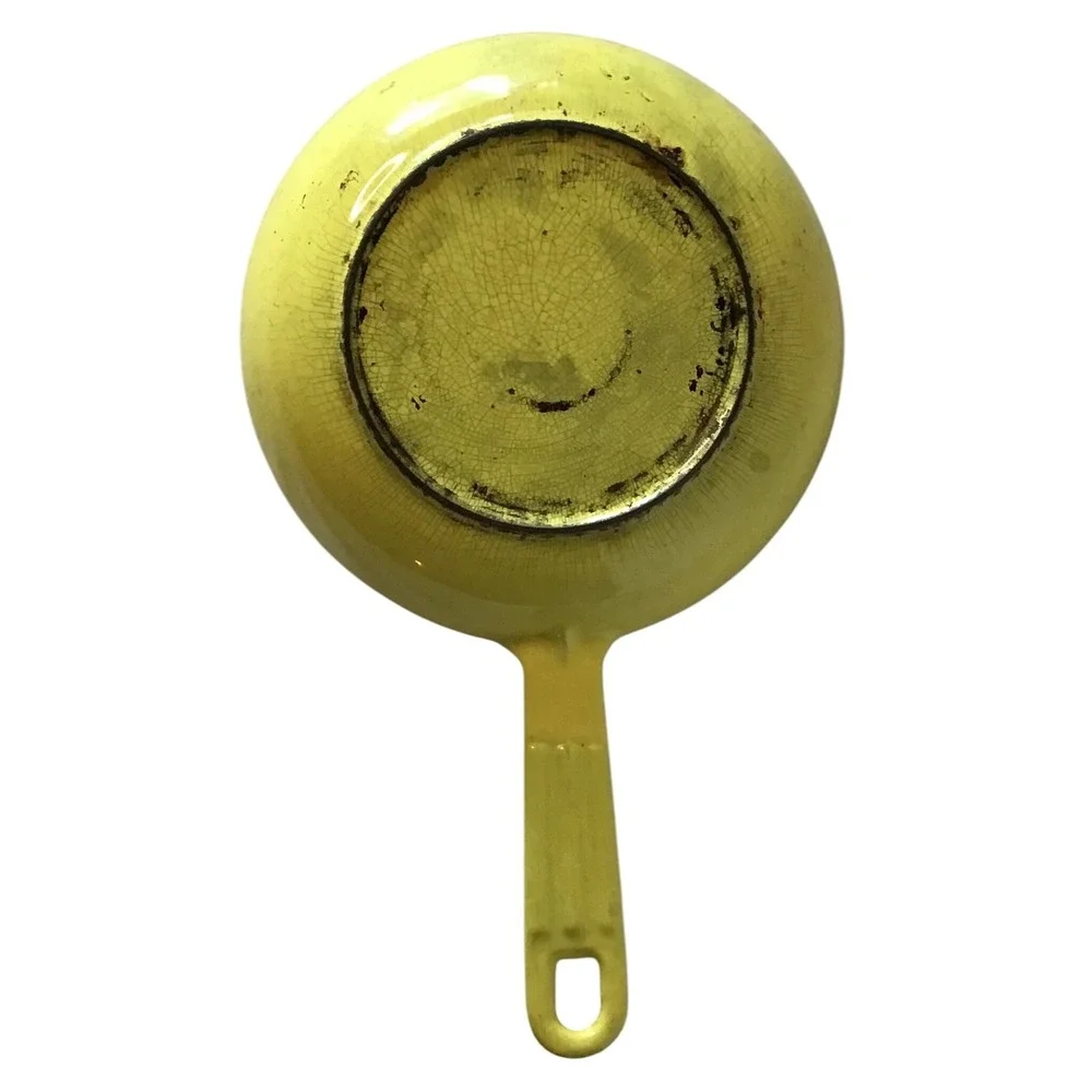 Vintage Descoware Belgium Yellow Enameled Cast Iron Skillet Fry Pan 7‎ Inch